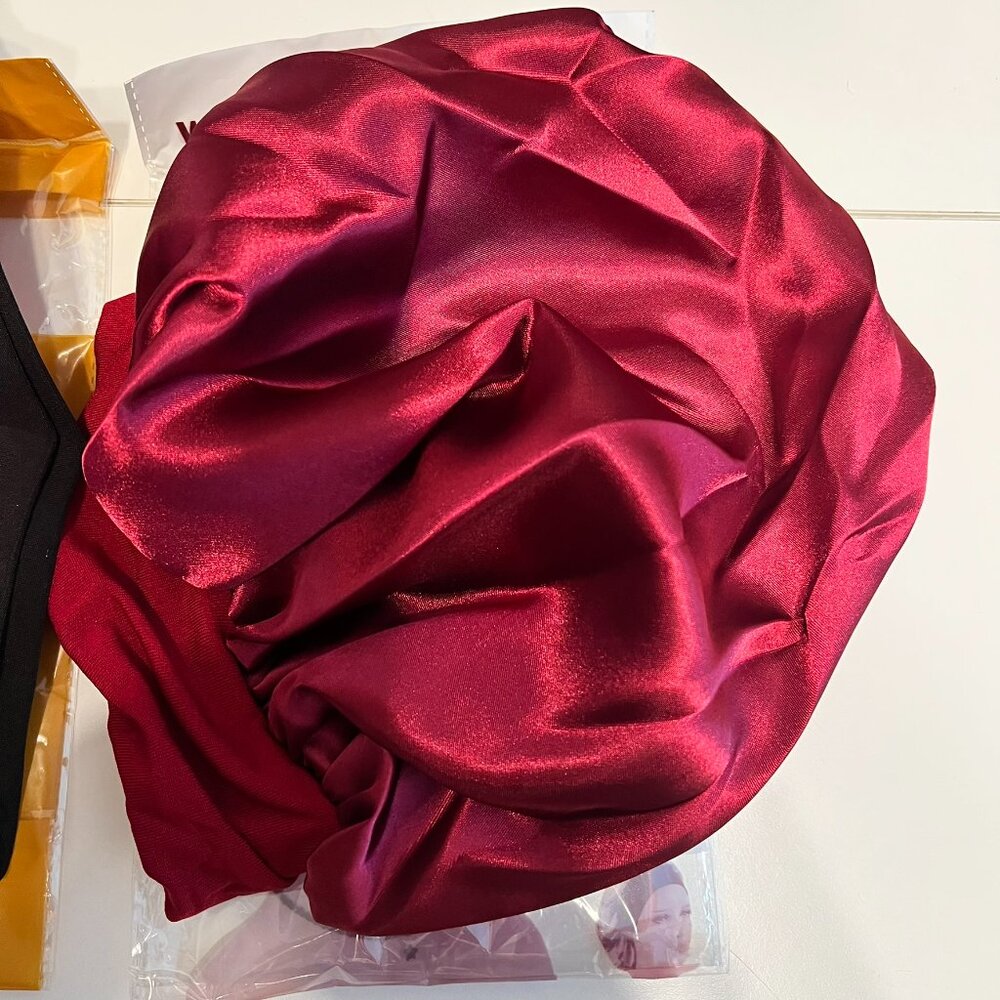 2 Piece Wide‎ Band Satin Sleeping Bonnet for Heatless Curls (NEW IN PACKAGE) - Picture 5 of 6